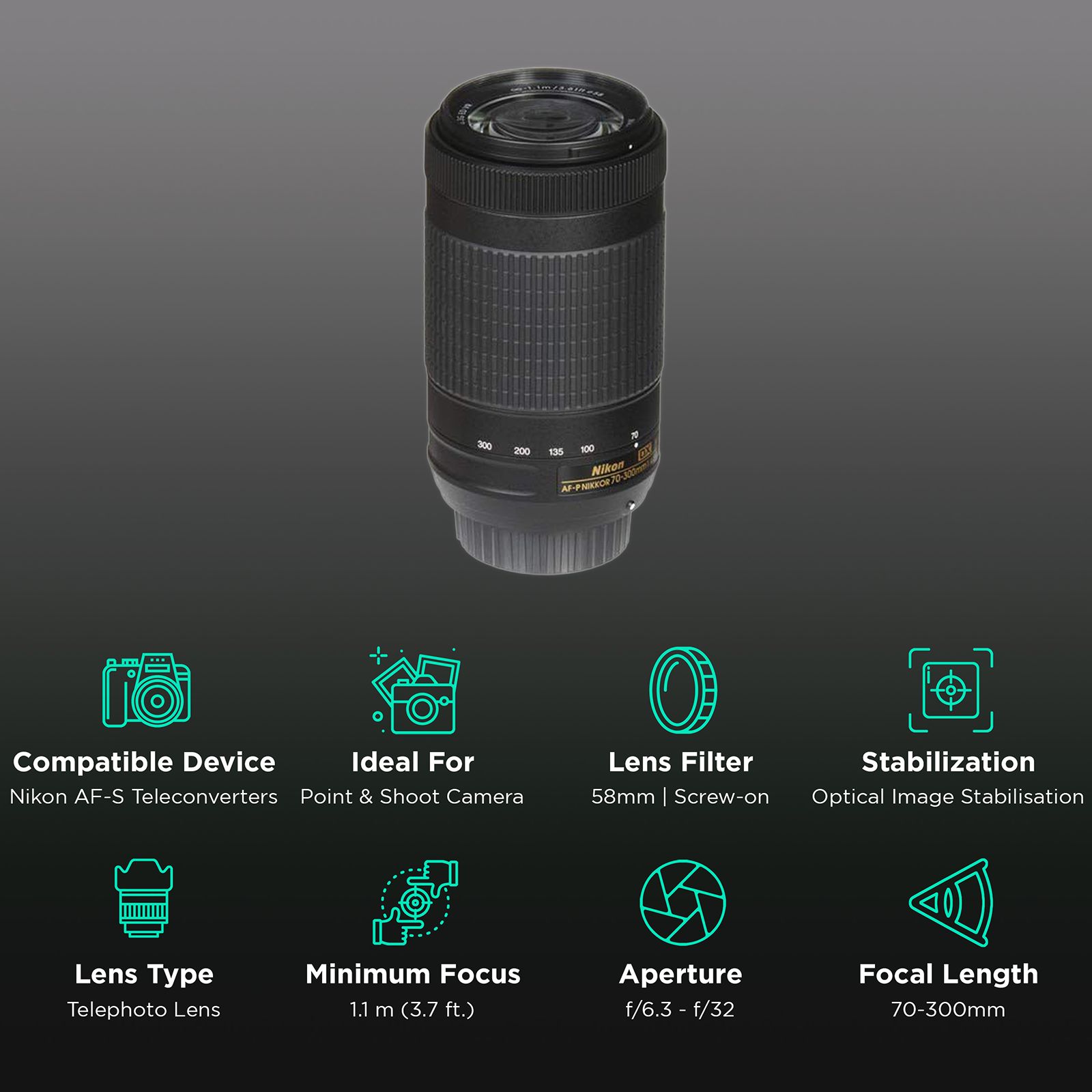 Buy Nikon AF-P DX NIKKOR 70-300mm f/4.5 - f/6.3 Telephoto Zoom